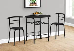 Dining Set - 3Pcs Set / Black Top / Black Metal