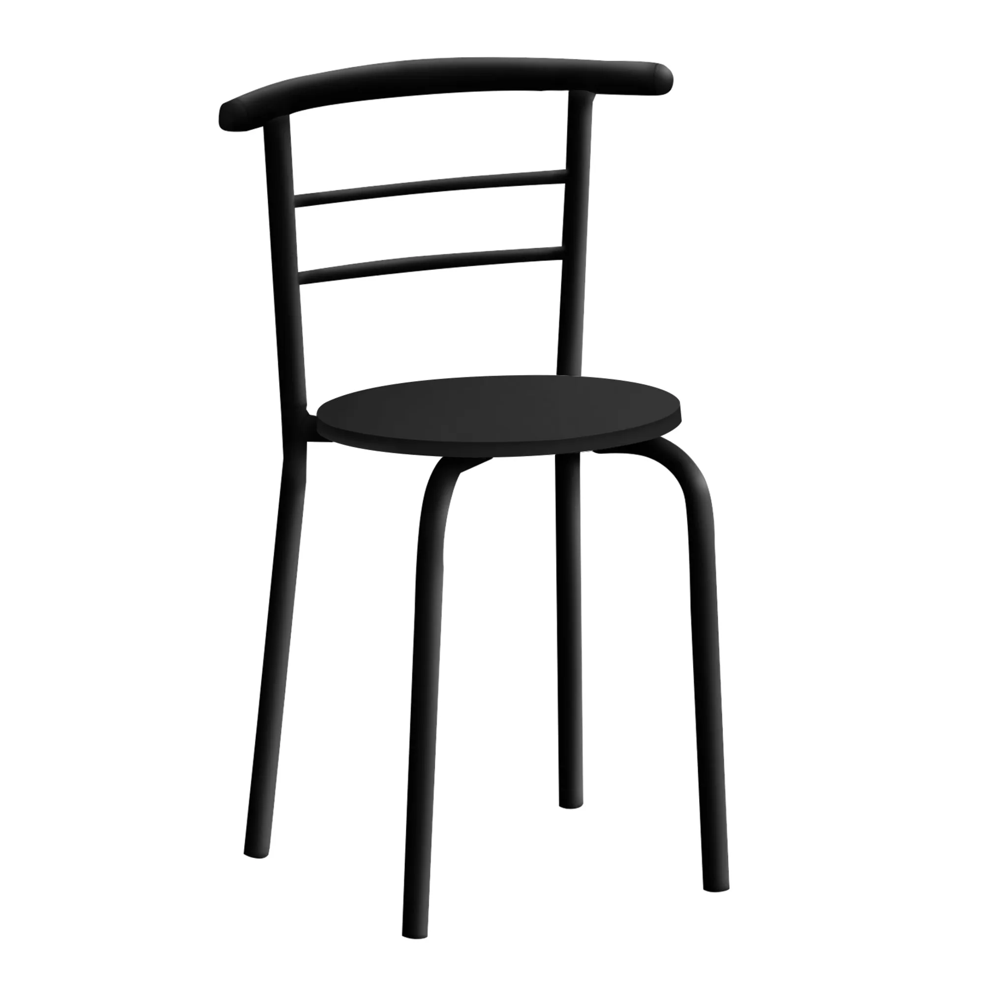Dining Set - 3Pcs Set / Black Top / Black Metal
