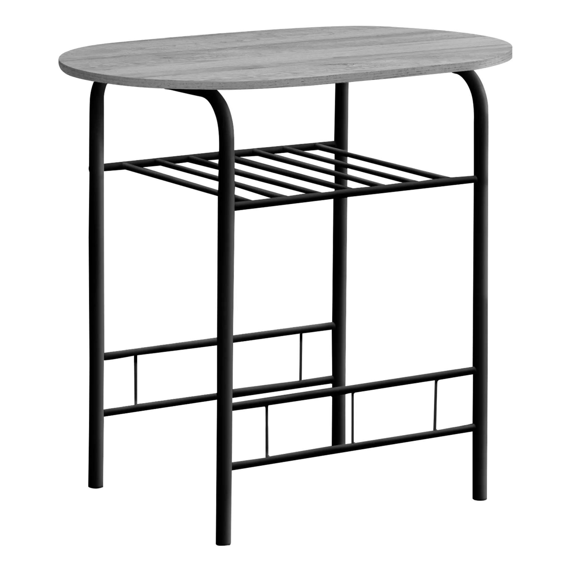 Dining Set - 3Pcs Set / Grey Top / Black Metal