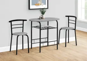 Dining Set - 3Pcs Set / Grey Top / Black Metal