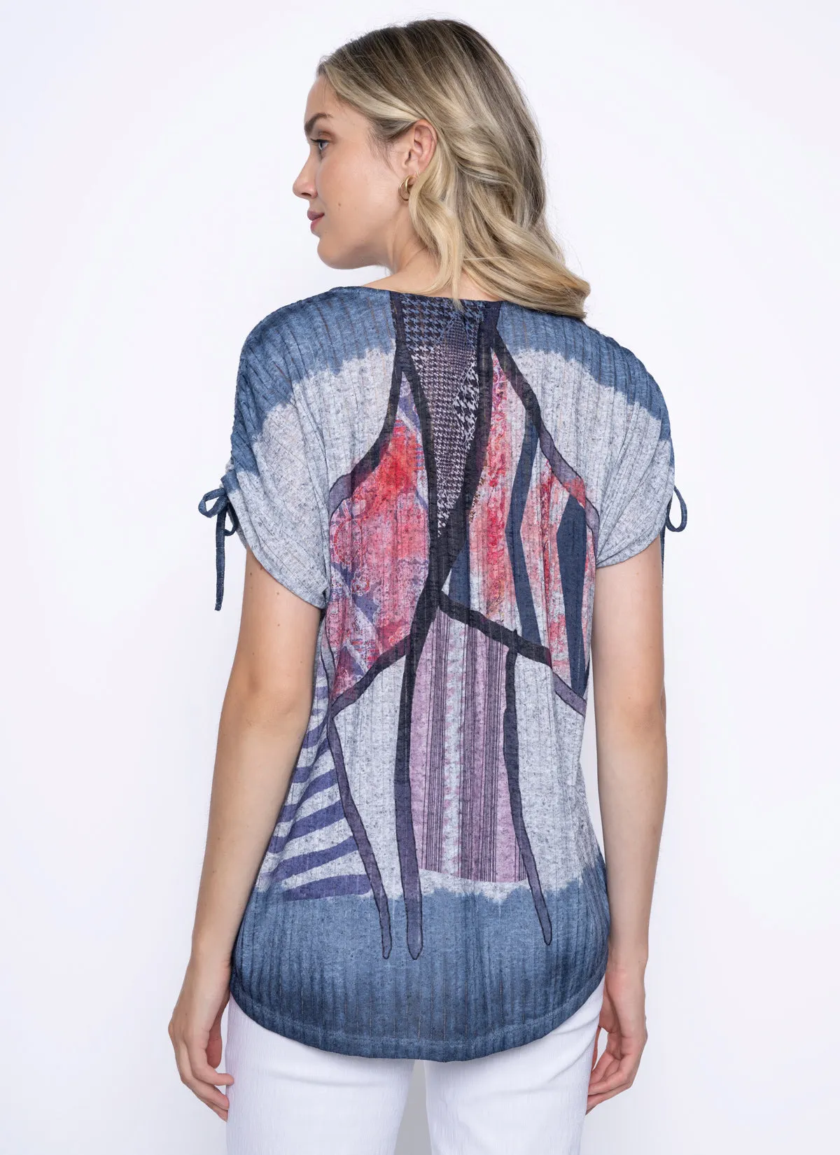 Drawstring Sleeves Printed Top