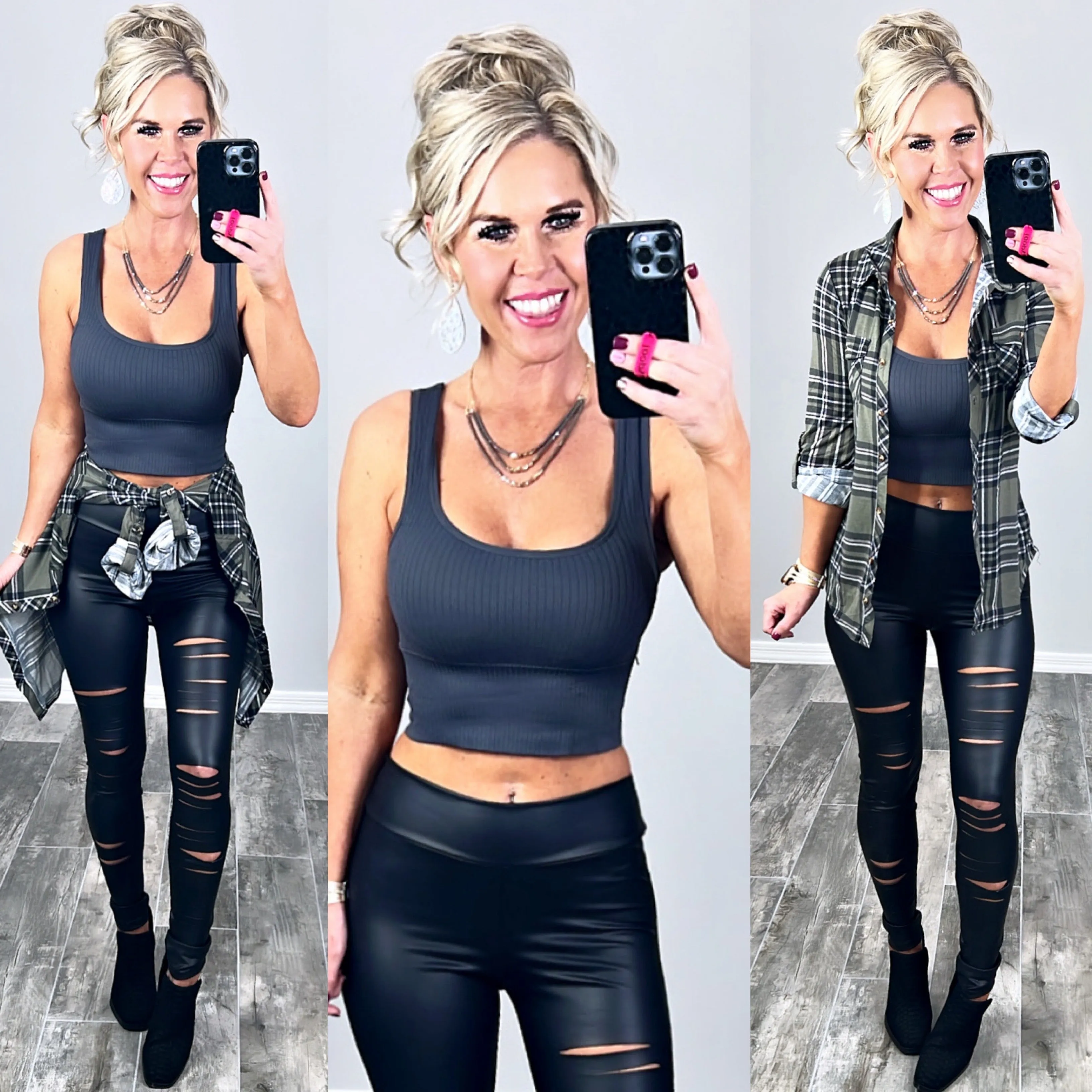 Duly Noted Ribbed Crop Top - Grey