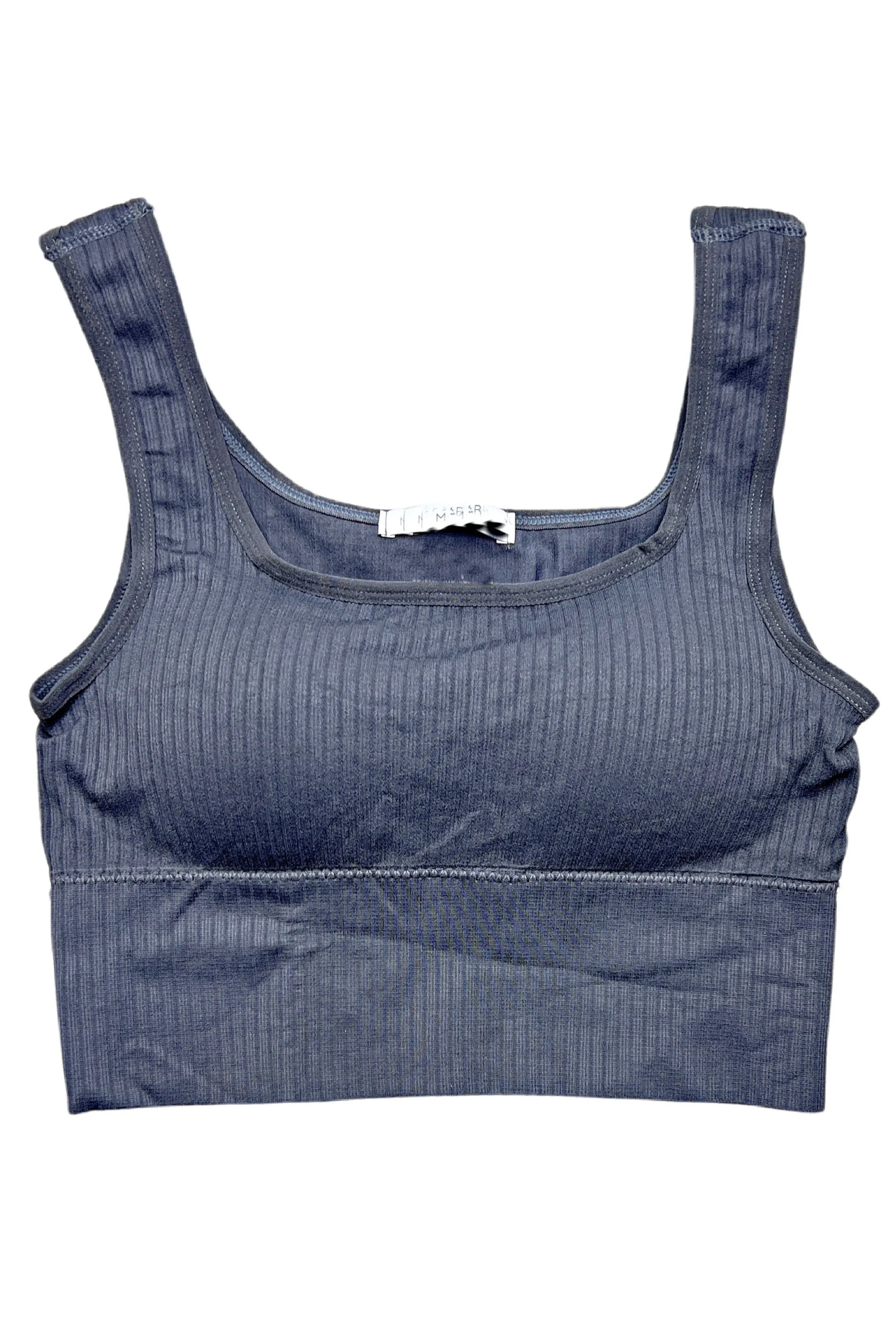 Duly Noted Ribbed Crop Top - Grey