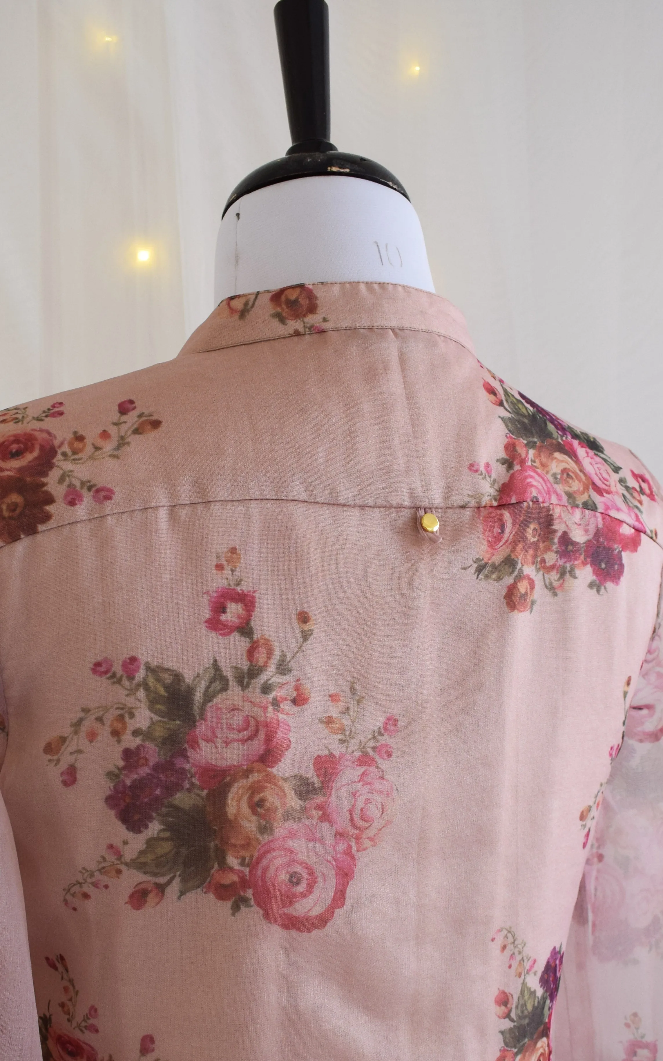 Dusty Pink Floral Organza Shirt Top