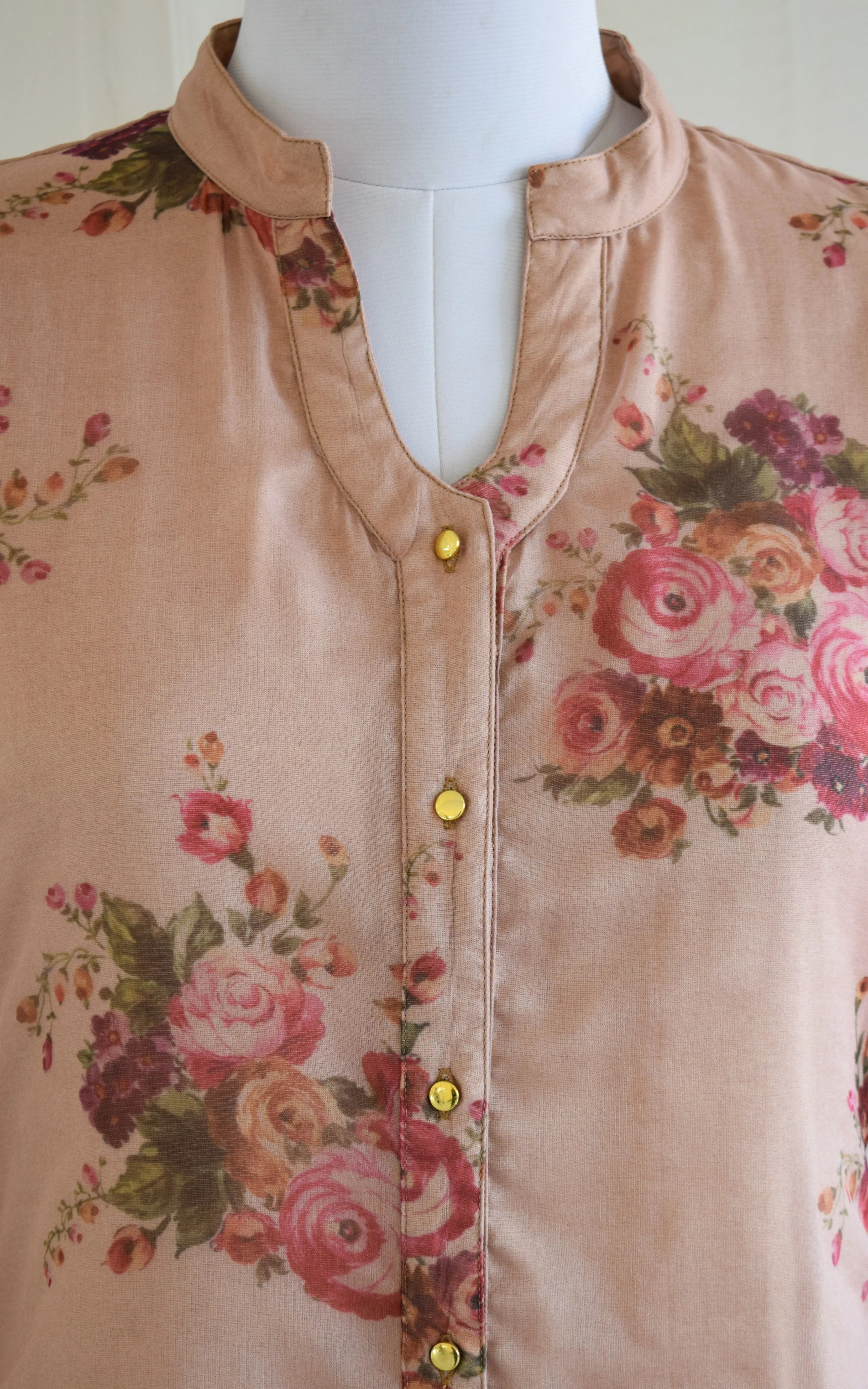 Dusty Pink Floral Organza Shirt Top