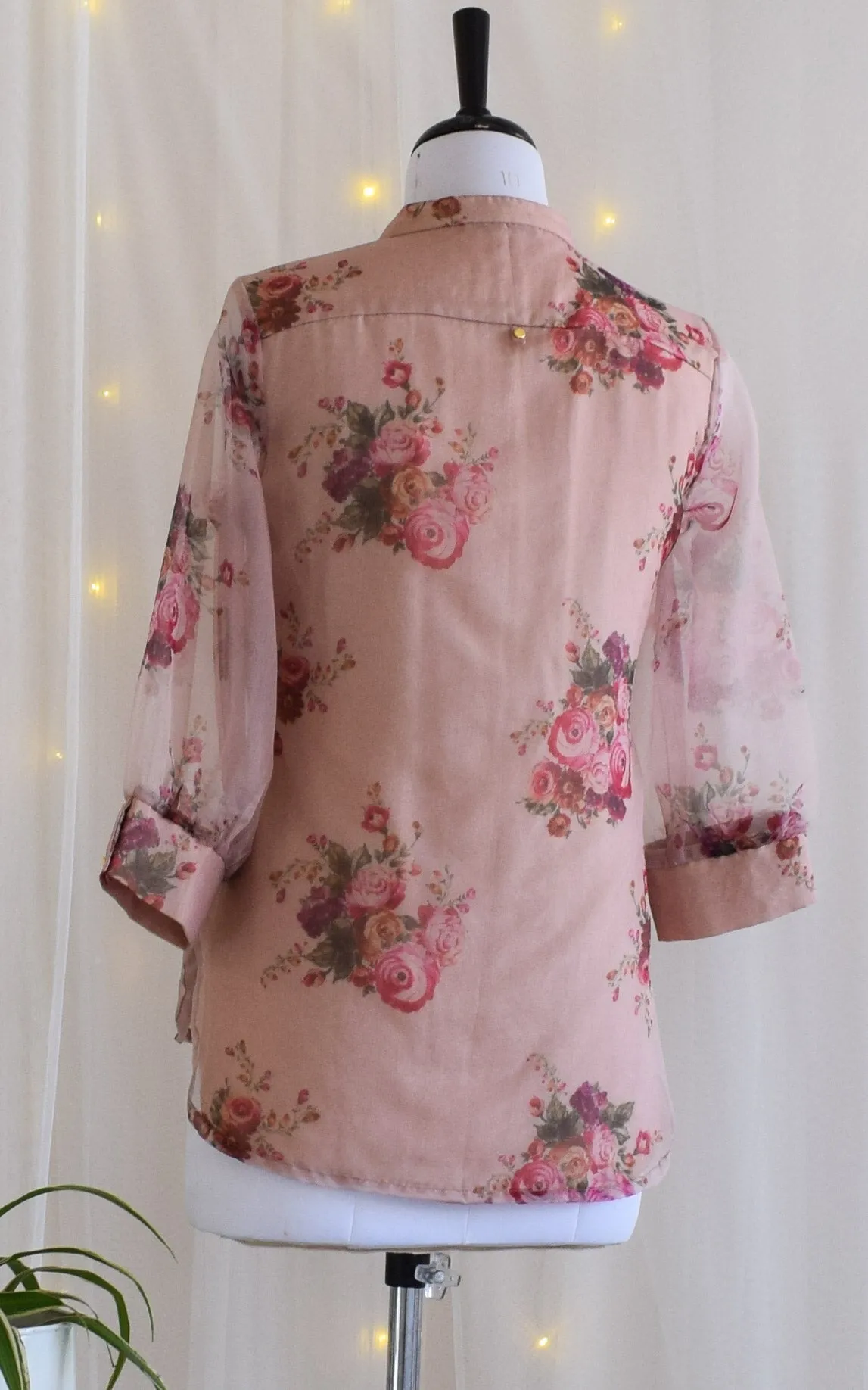 Dusty Pink Floral Organza Shirt Top