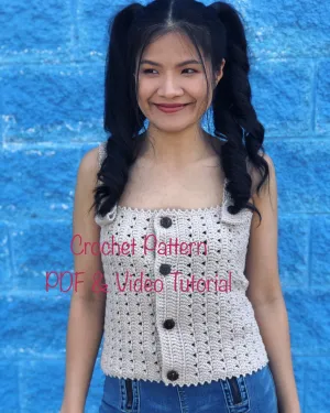 Easy Crochet Top Pattern PDF, Crochet Tank Top, Customizable Design for your summer crochet wardrobe.