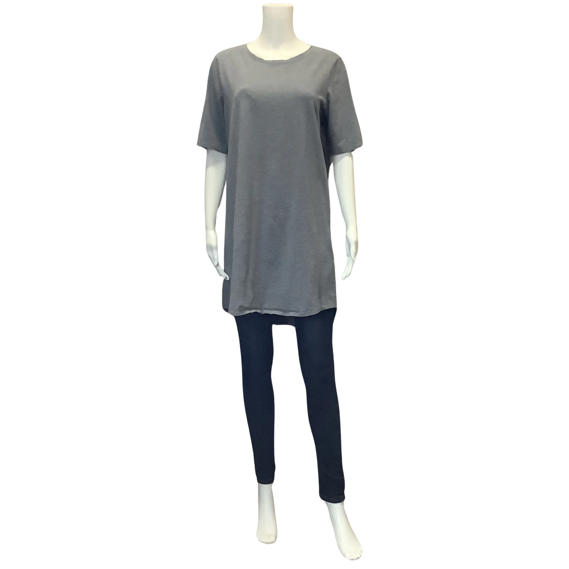 Eileen Fisher Women's Top Grey Short Sleeve T-Shirt Size: M