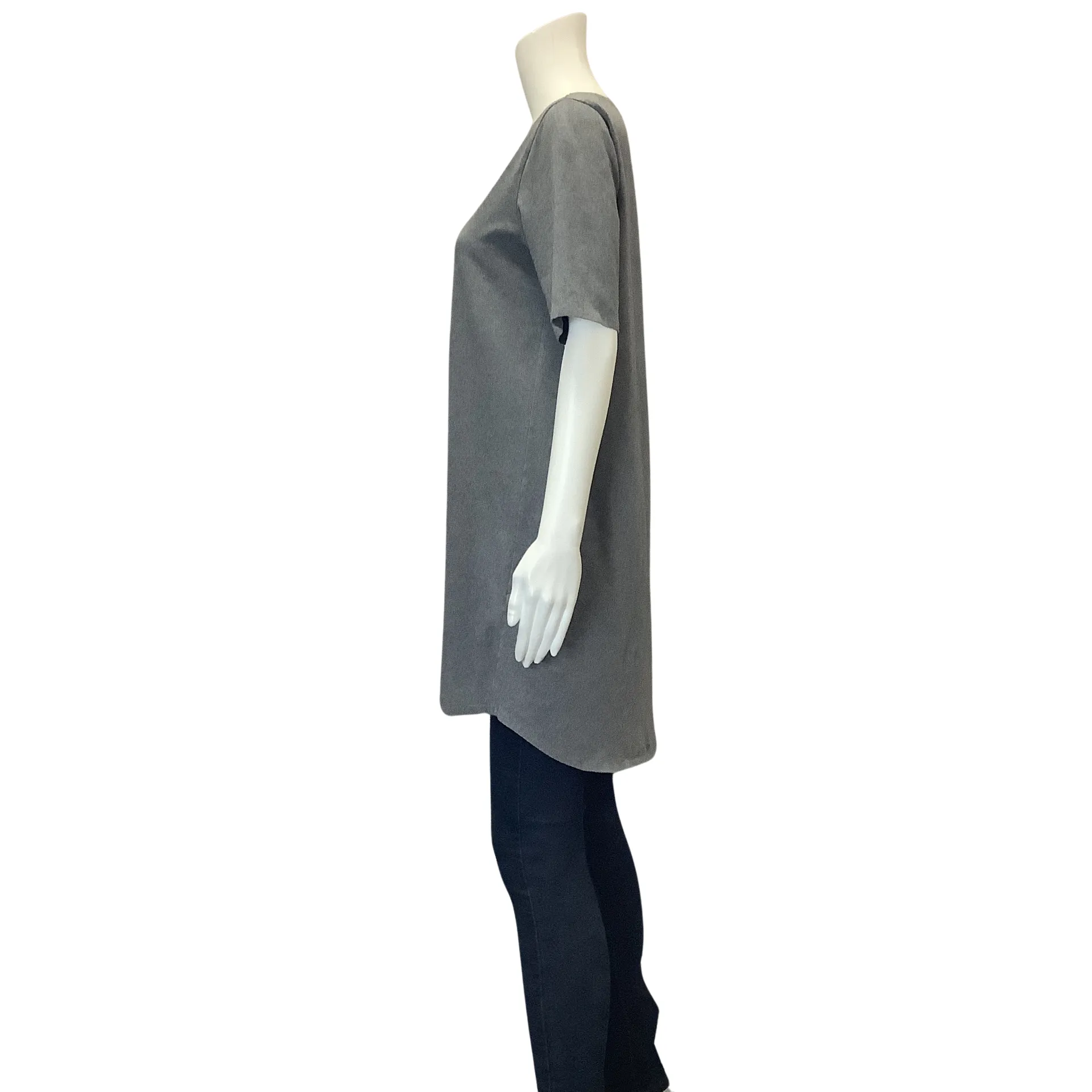 Eileen Fisher Women's Top Grey Short Sleeve T-Shirt Size: M