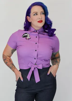 Embroidered Bride of Frankenstein Lavender Knot Top #E-LBFKT