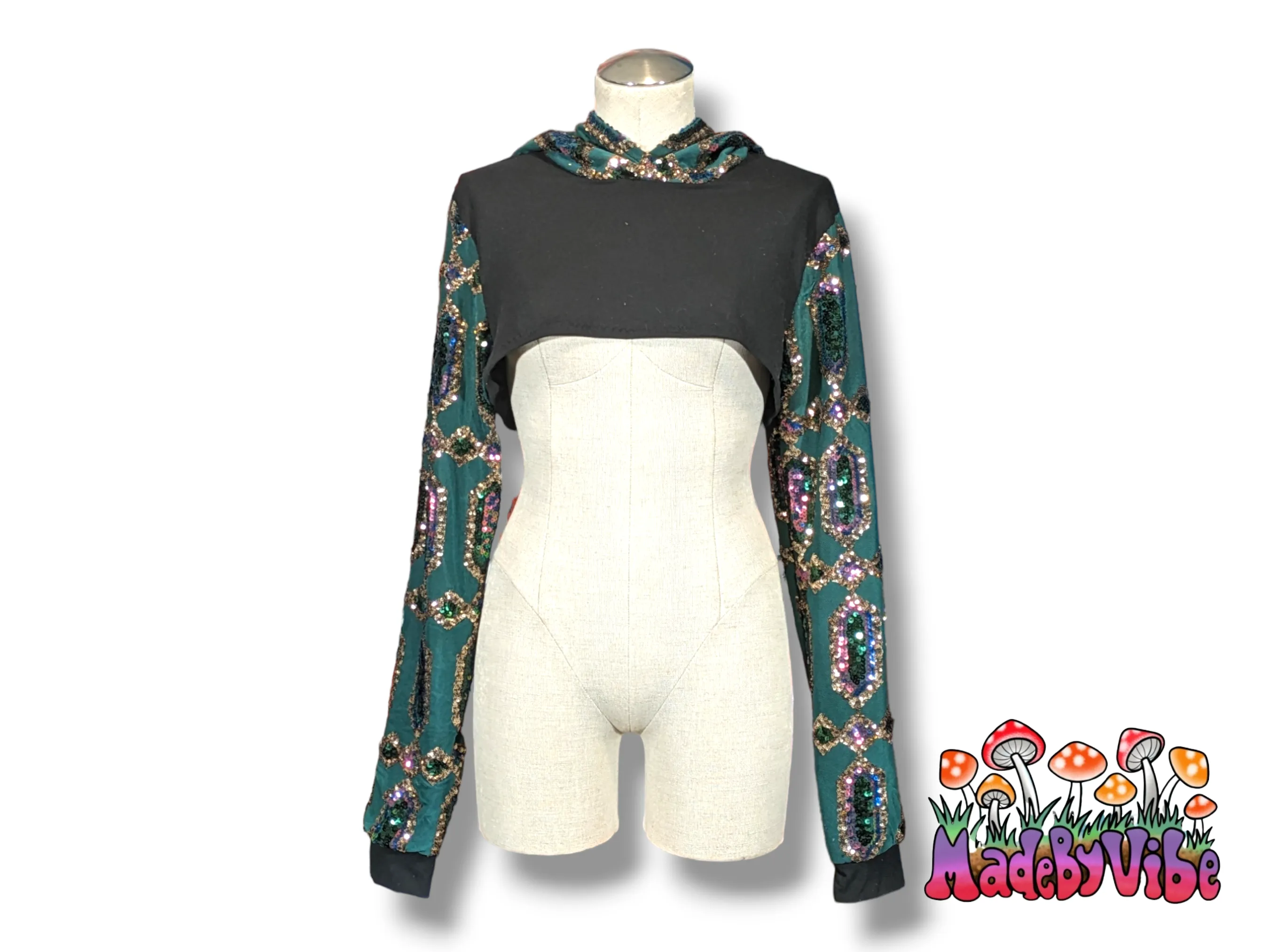 Emerald Nightfall Hooded Ultra Crop Top