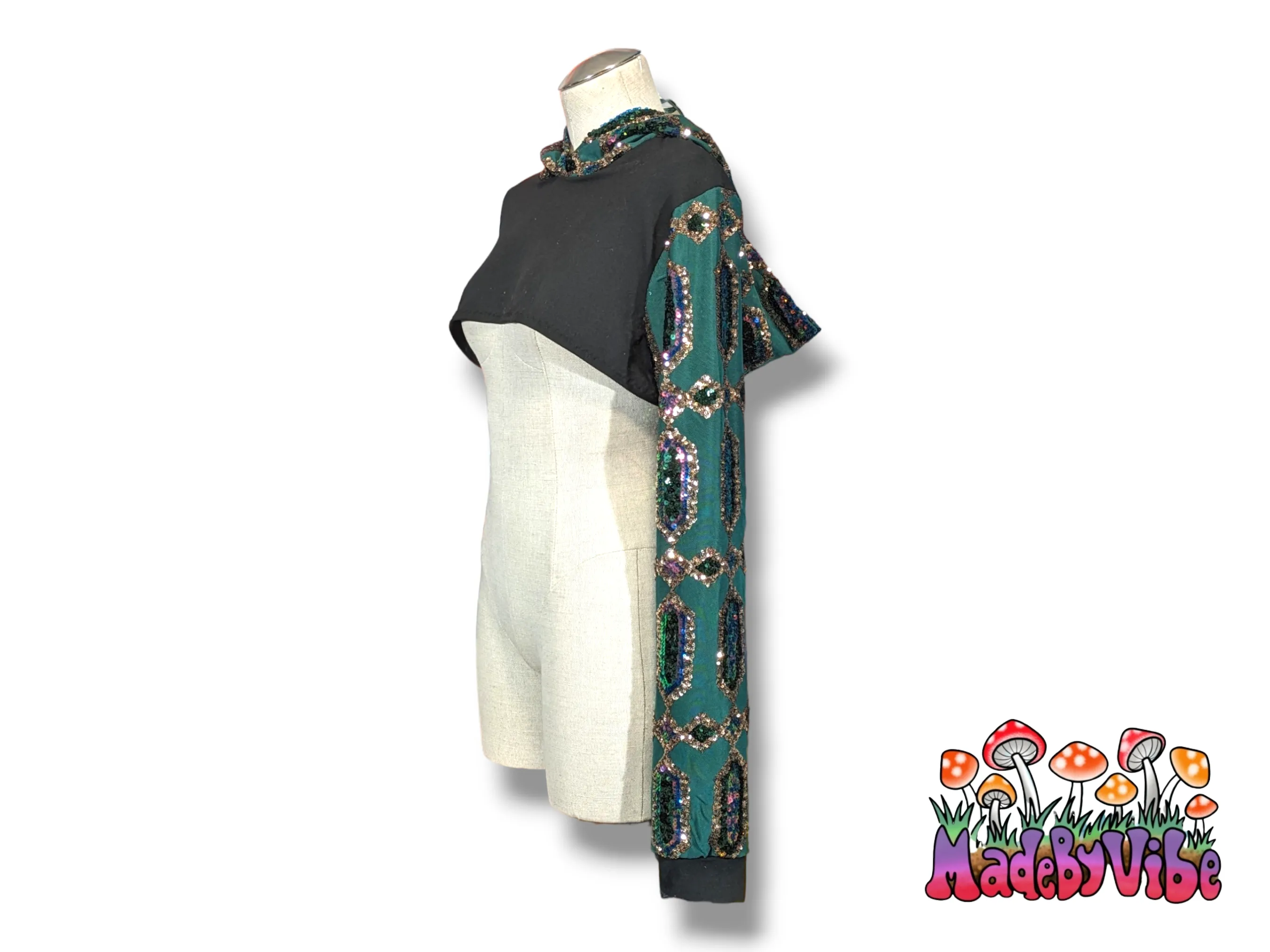 Emerald Nightfall Hooded Ultra Crop Top