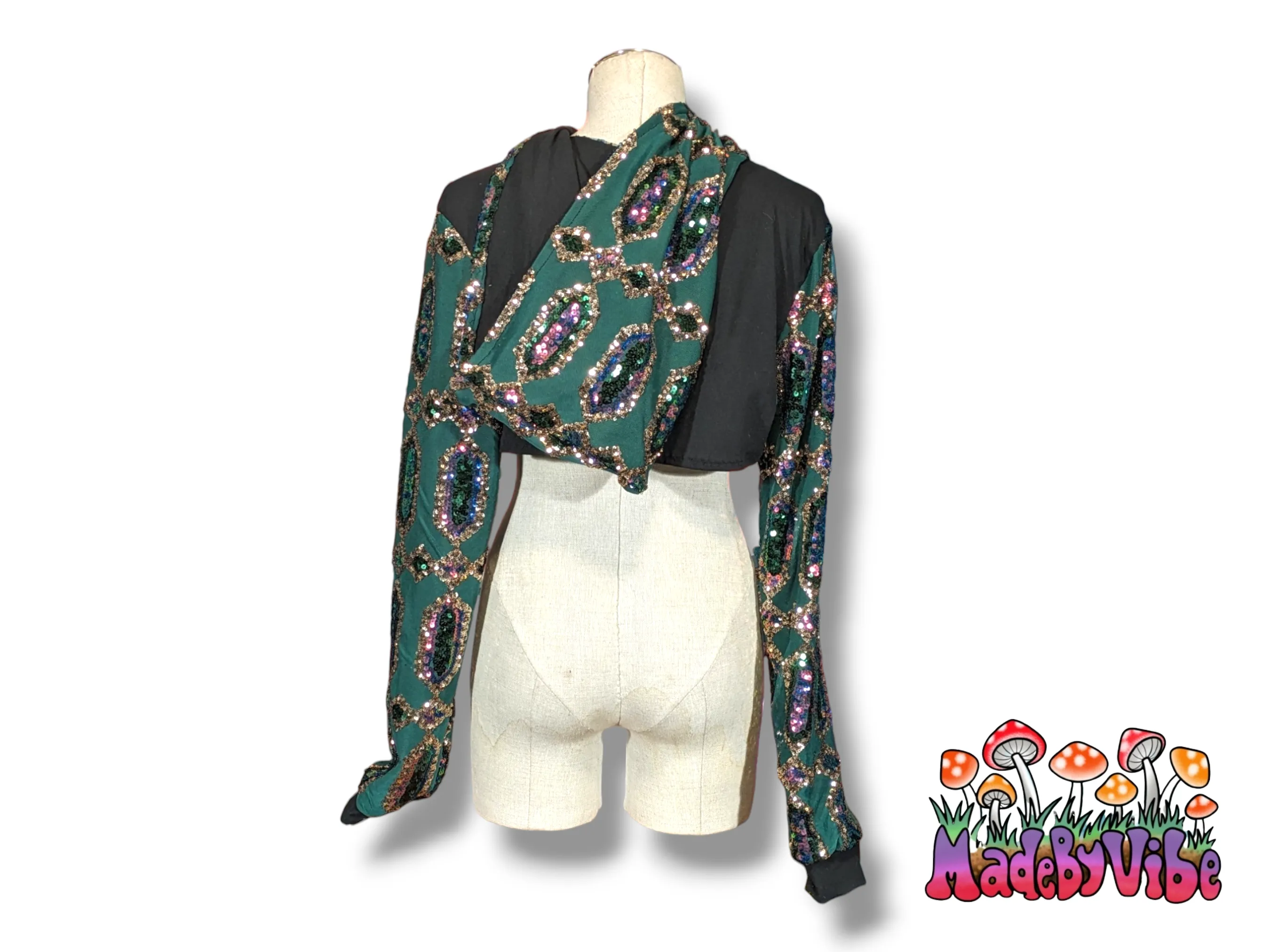 Emerald Nightfall Hooded Ultra Crop Top