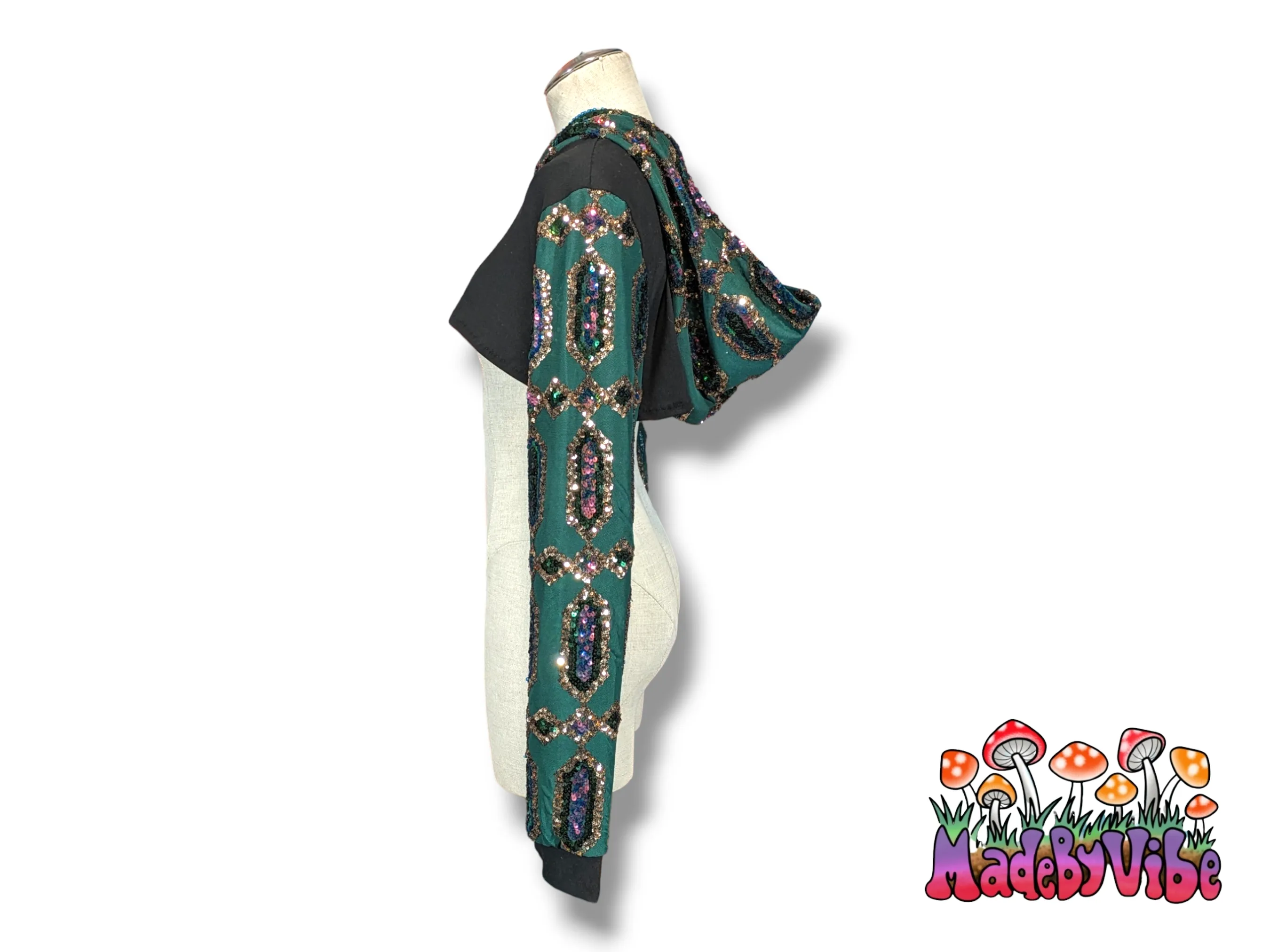 Emerald Nightfall Hooded Ultra Crop Top