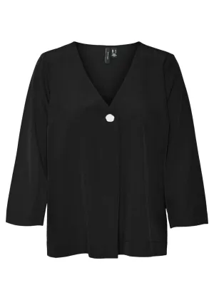 Eva V-Neck Blouse in Black