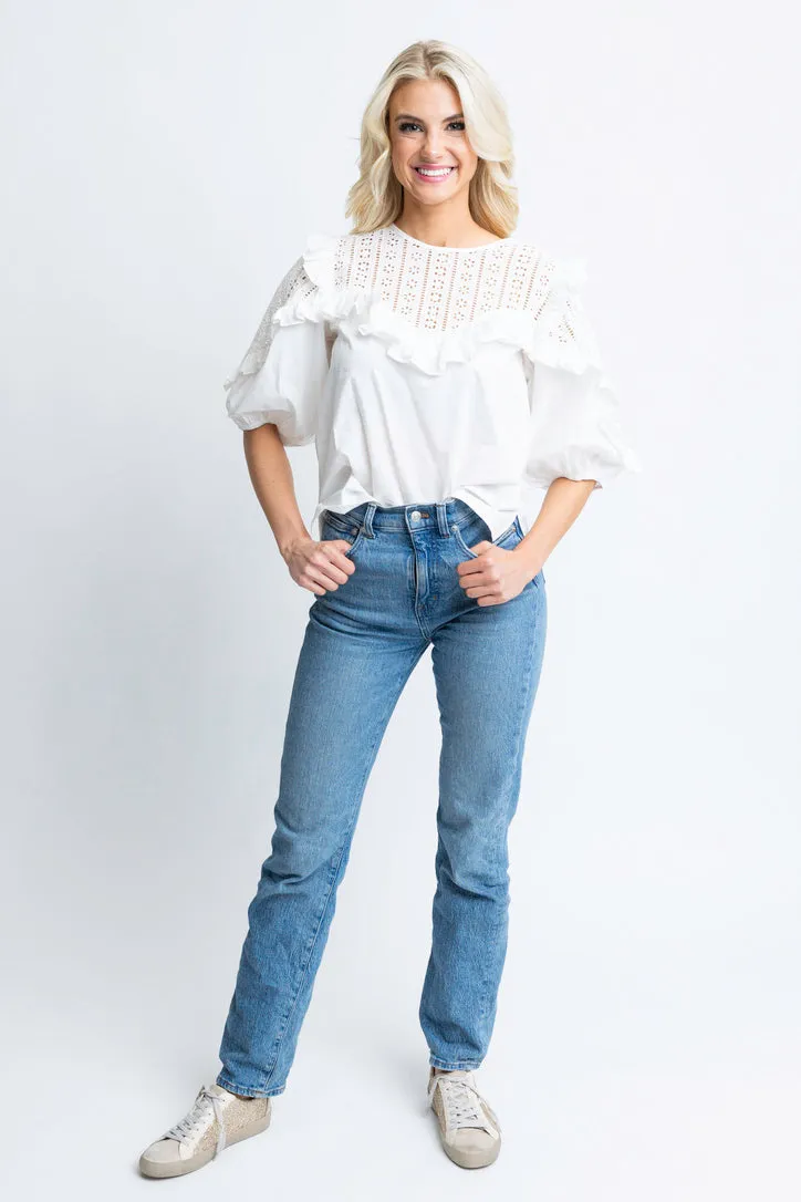 Eyelet Poplin Novelty Top