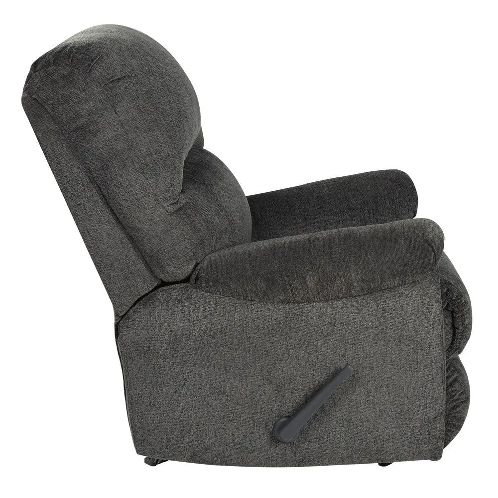 Fabric Upholstered Rocker Recliner with Pillow Top Arm, Smoke Gray By Casagear Home