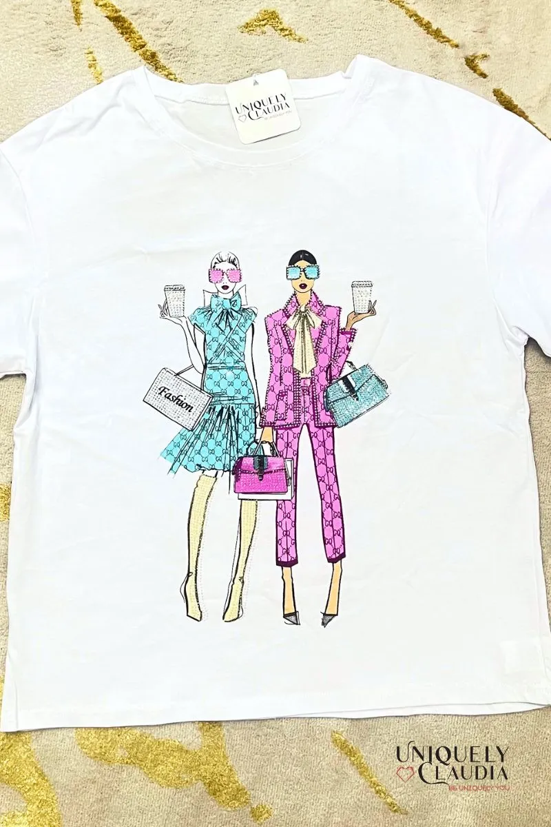 Fashion Girls Embellished Cotton Tee