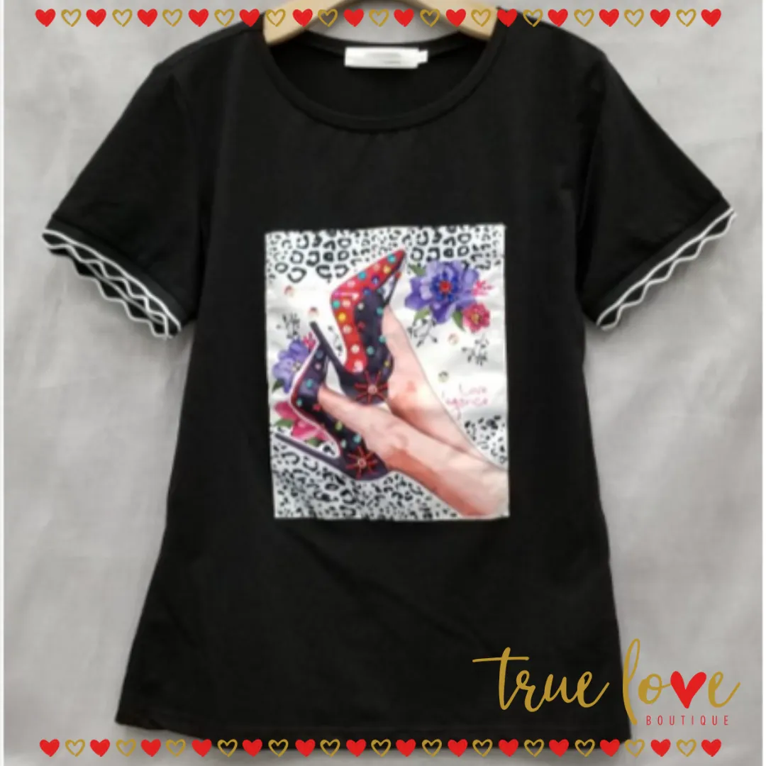 Fashion Graphic Top Black