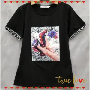 Fashion Graphic Top Black
