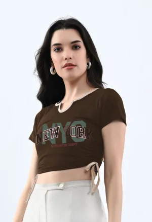 Fashionable Brown Crop Top