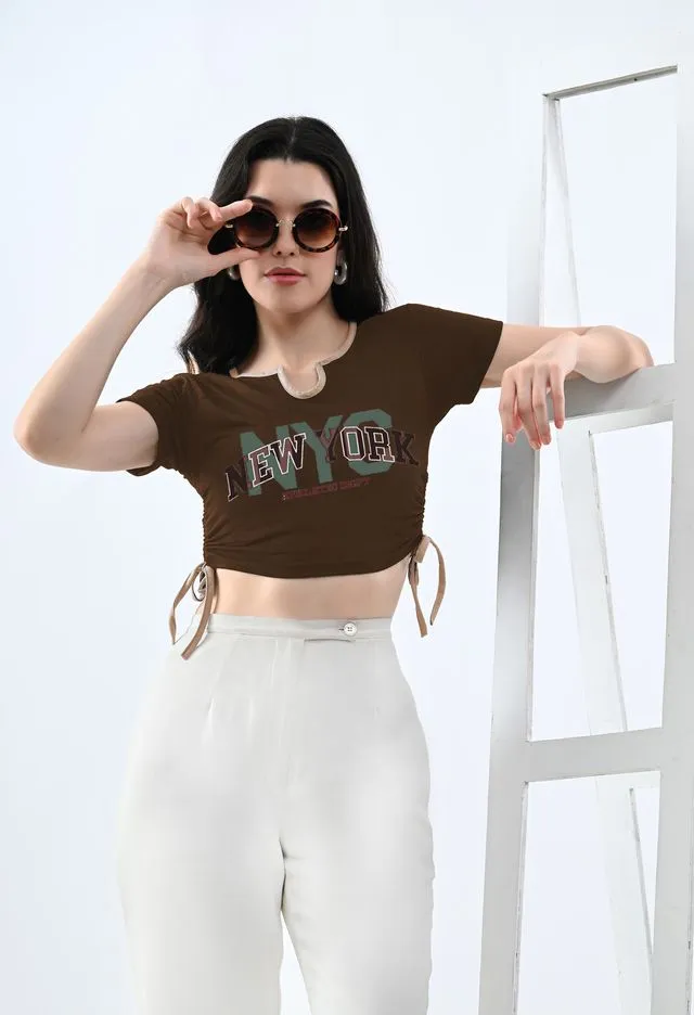 Fashionable Brown Crop Top