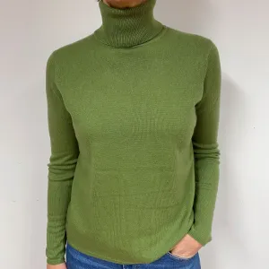 Fern Green Cashmere Polo Neck Jumper Medium