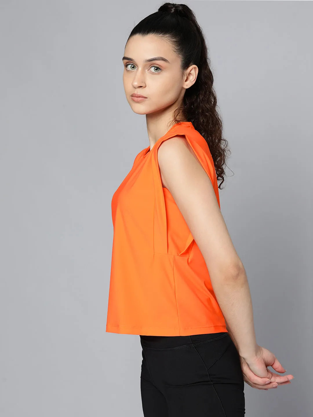 Fitkin womens orange boxy tank top