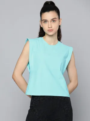 Fitkin womens turquoise blue boxy tank top