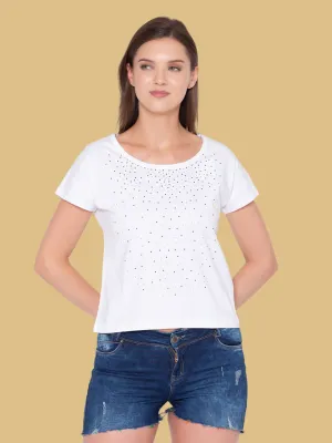 Flawless Winged White Top For Women
