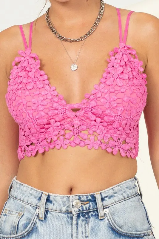 Floral Crochet Lace Cami Cropped Top