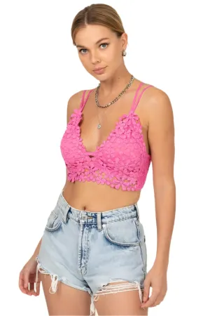 Floral Crochet Lace Cami Cropped Top