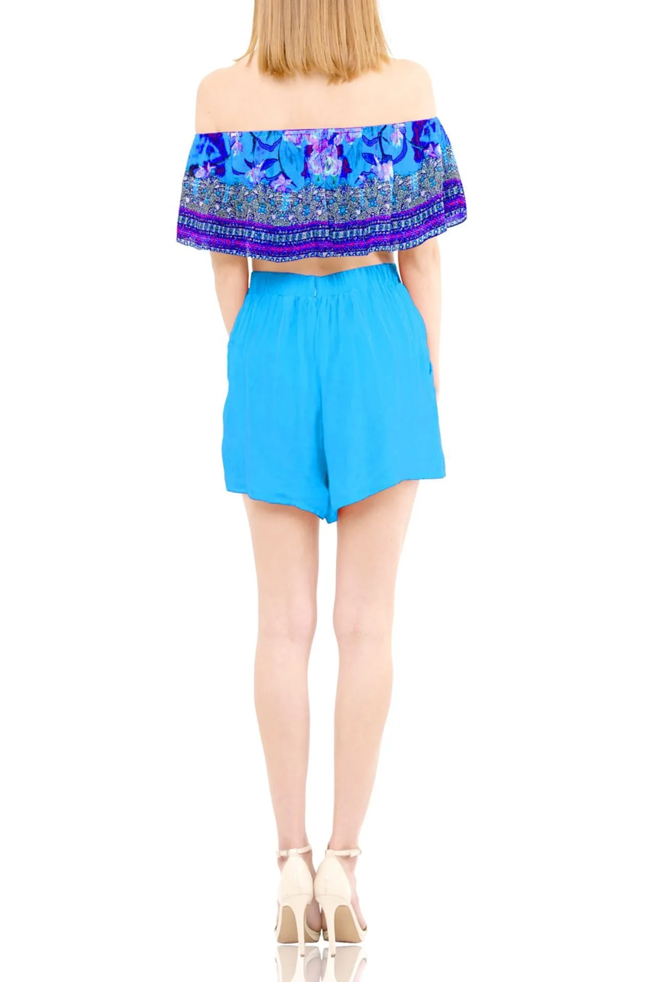 Floral Crop Top-Azure