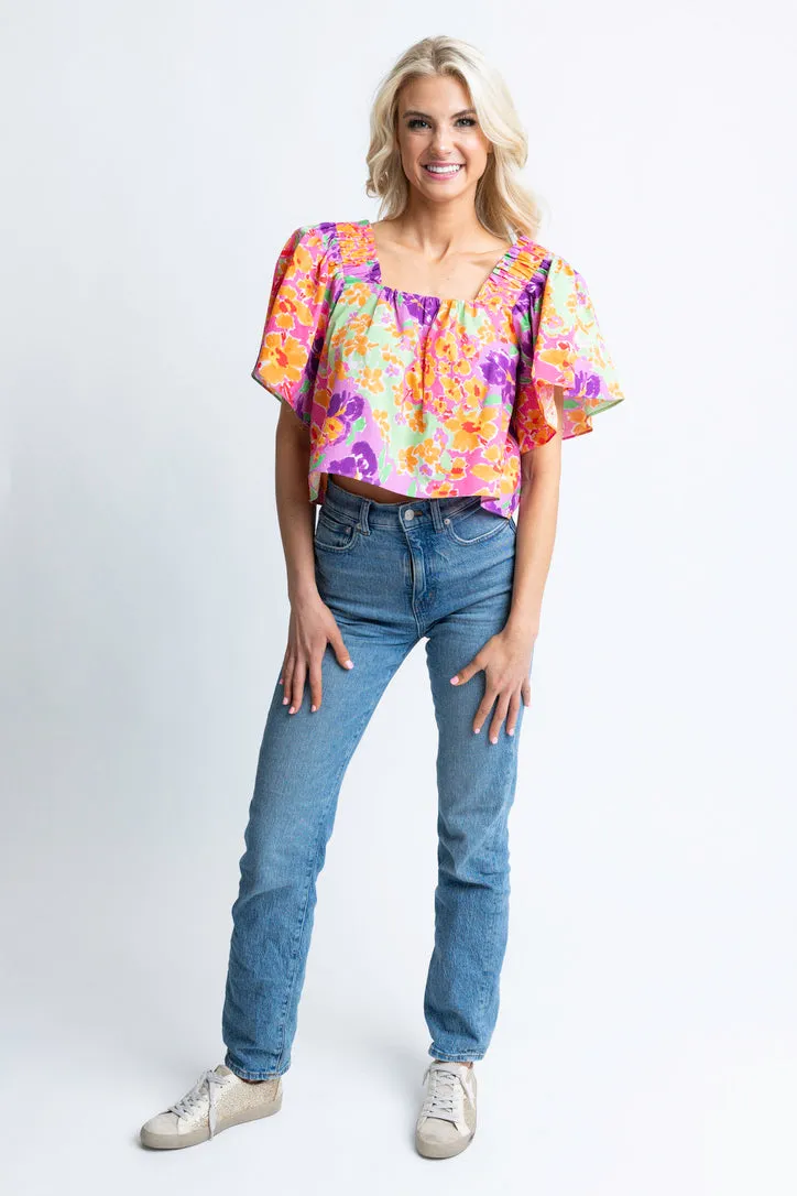 Floral Garden Square Neck Top