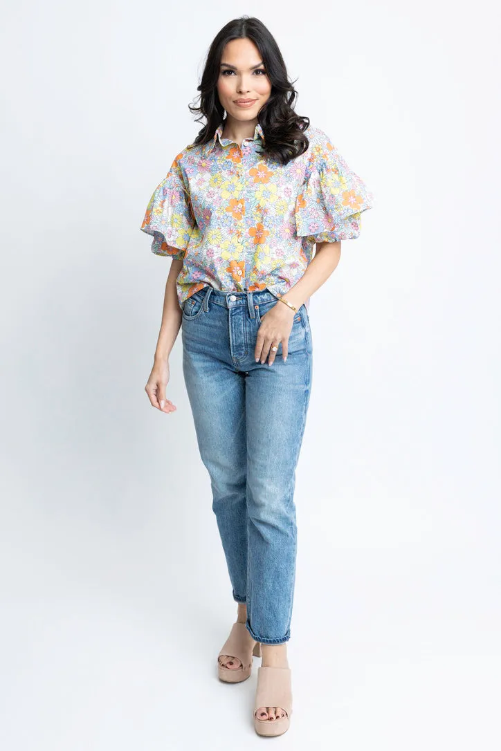 Floral London Ruffle Top