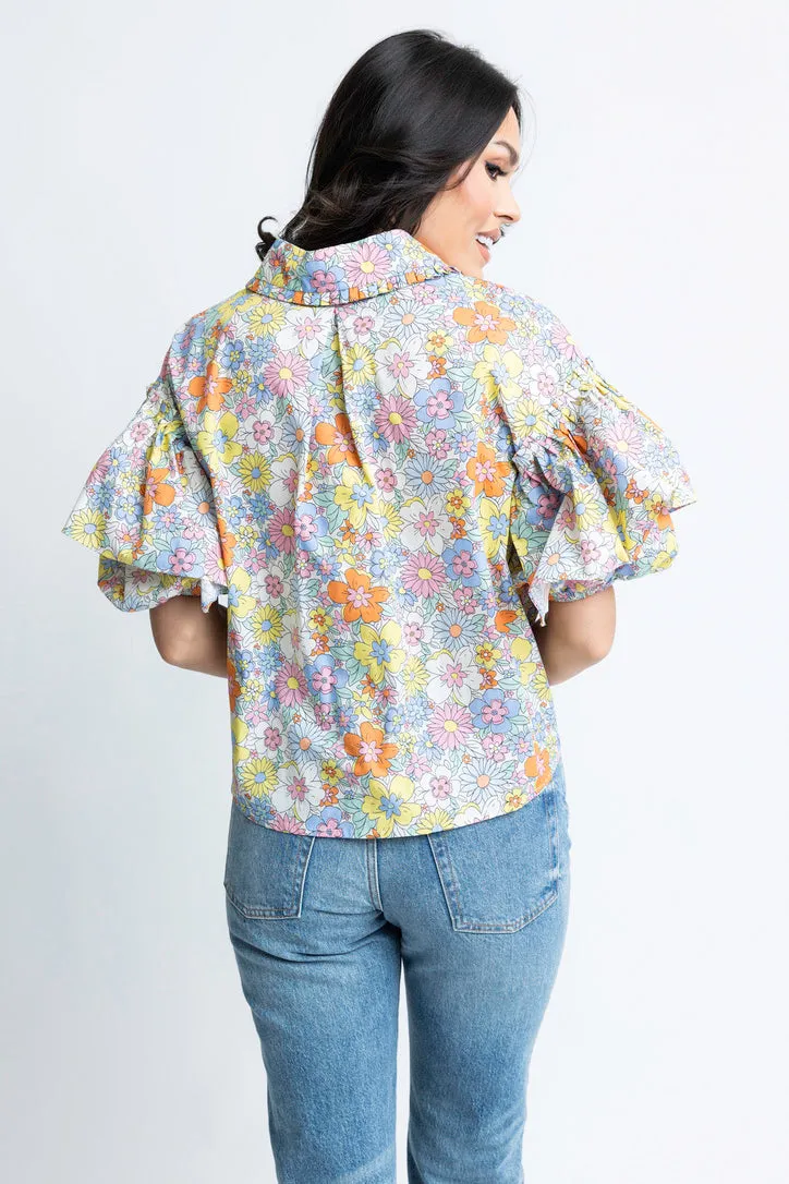 Floral London Ruffle Top