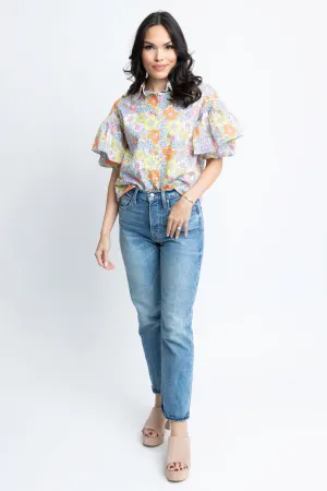Floral London Ruffle Top
