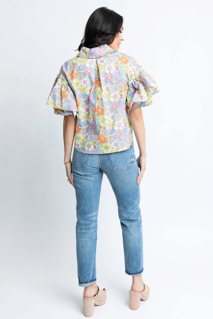 Floral London Ruffle Top