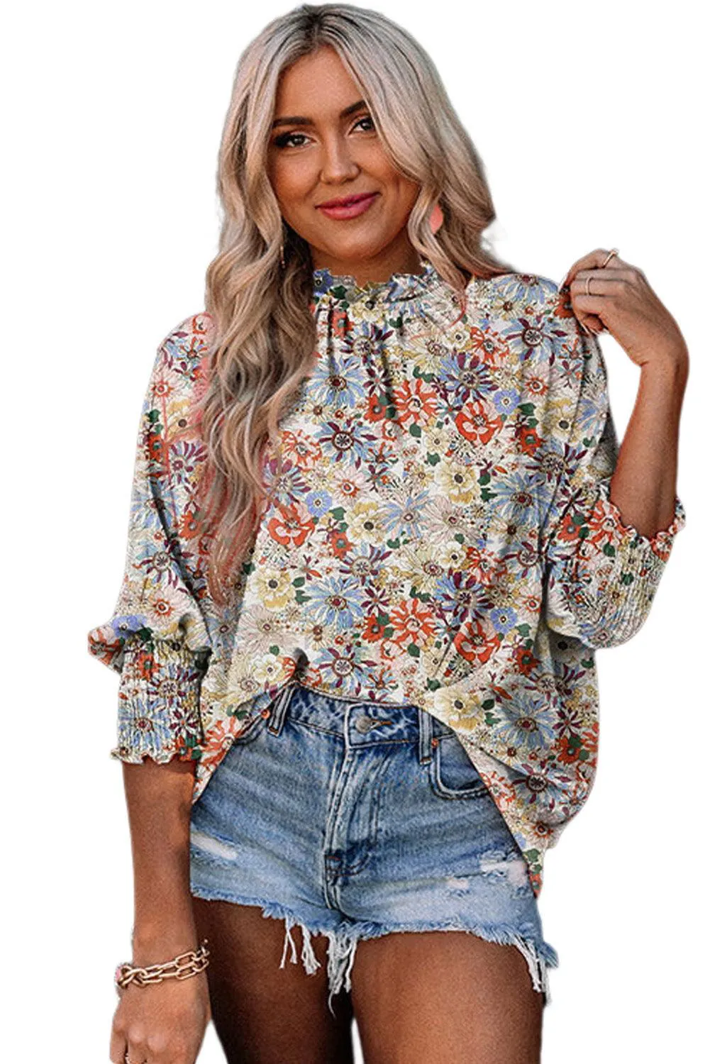 Floral Print Frilled Top