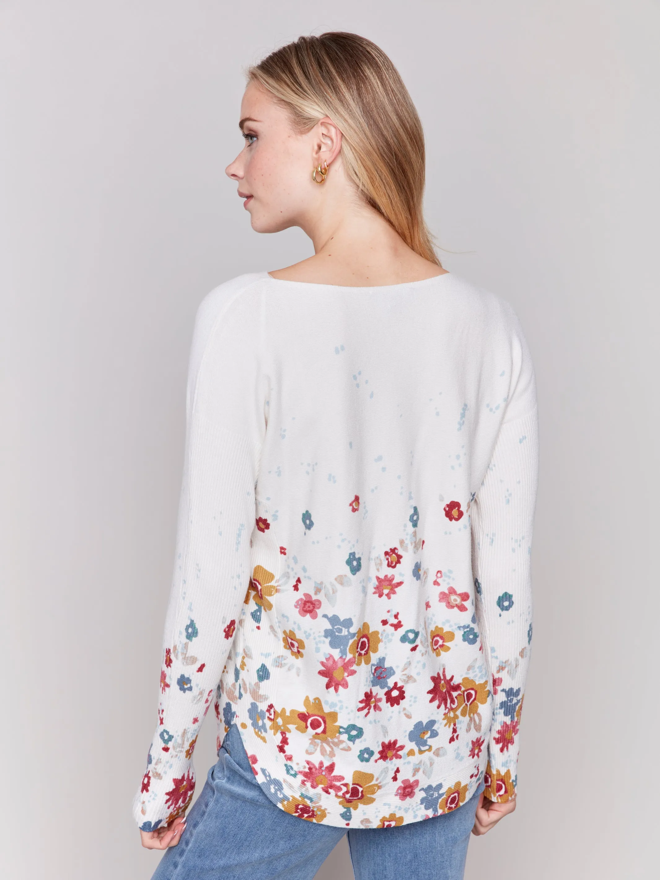 Floral Round Hem Sweater #170