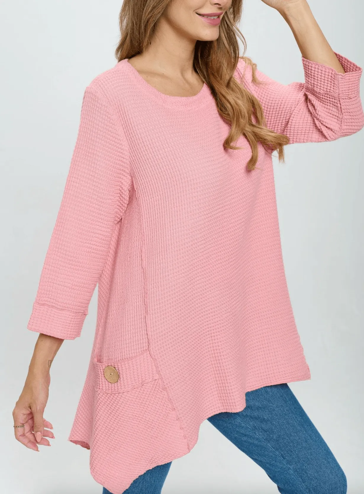 Focus Clothing 3/4 Sleeve Waffle Feather Tunic (FW-135)
