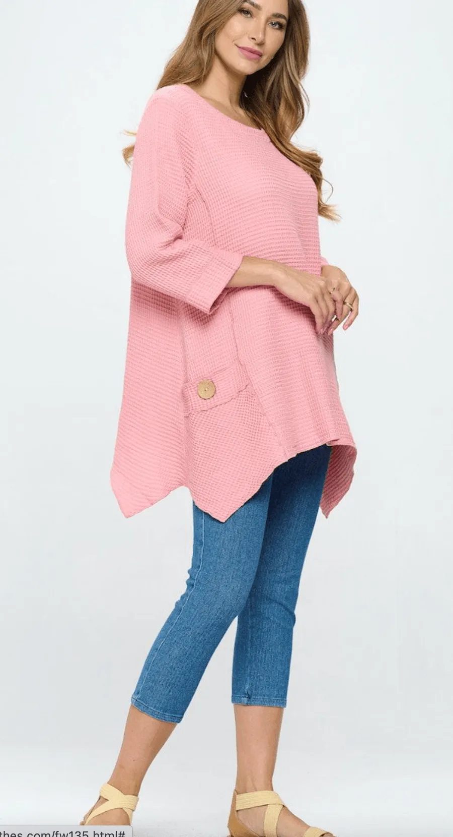 Focus Clothing 3/4 Sleeve Waffle Feather Tunic (FW-135)