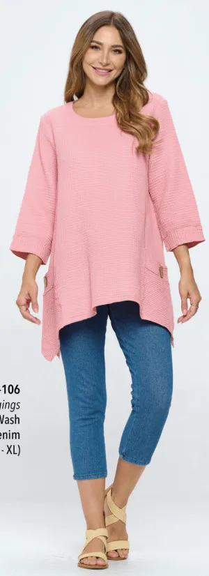 Focus Clothing 3/4 Sleeve Waffle Feather Tunic (FW-135)
