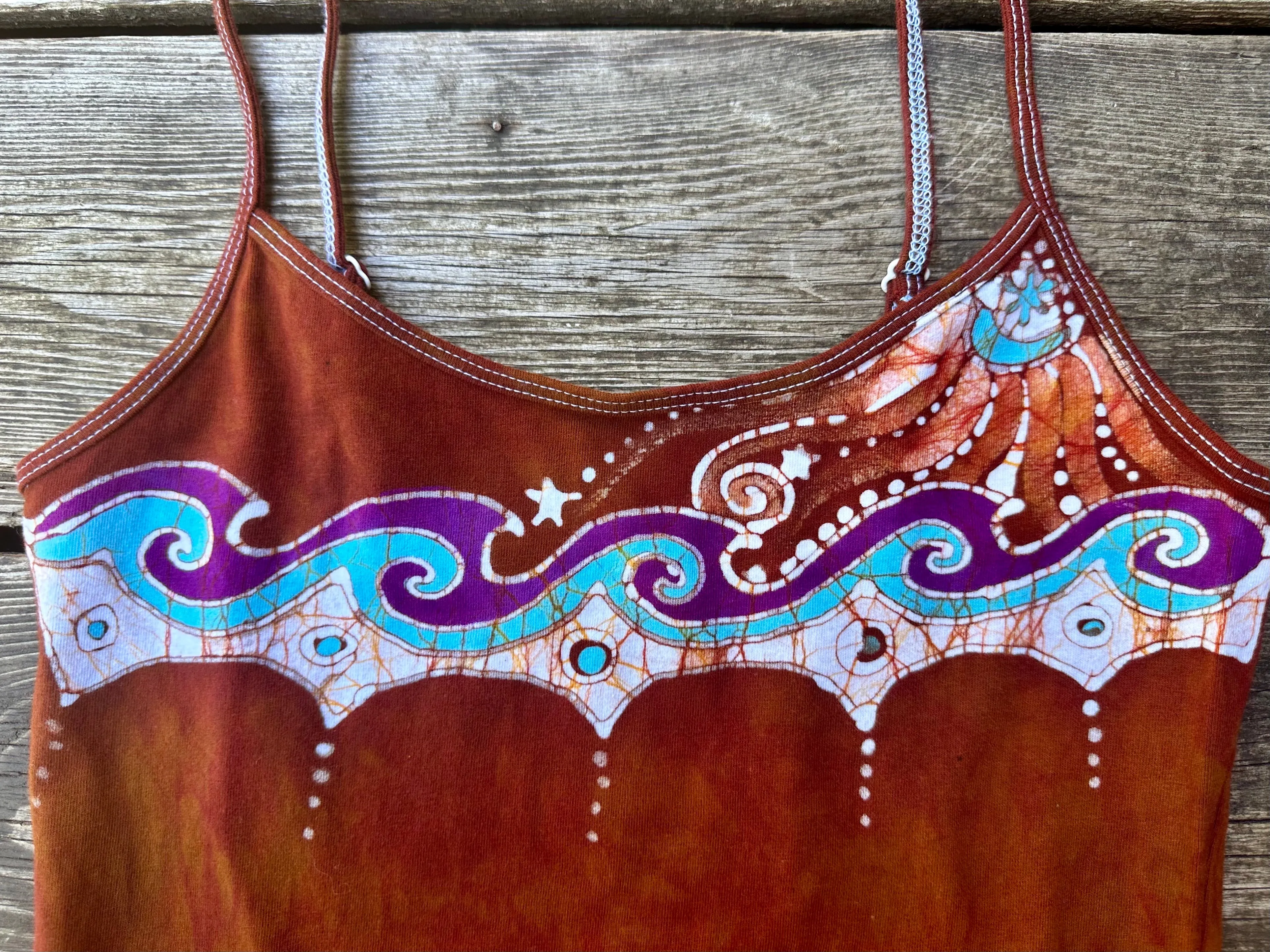 Found At Sea in Waves of Love Hand Painted Batik Tank Top