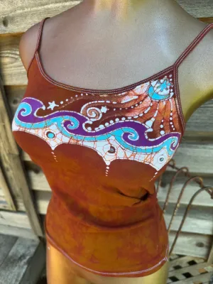 Found At Sea in Waves of Love Hand Painted Batik Tank Top