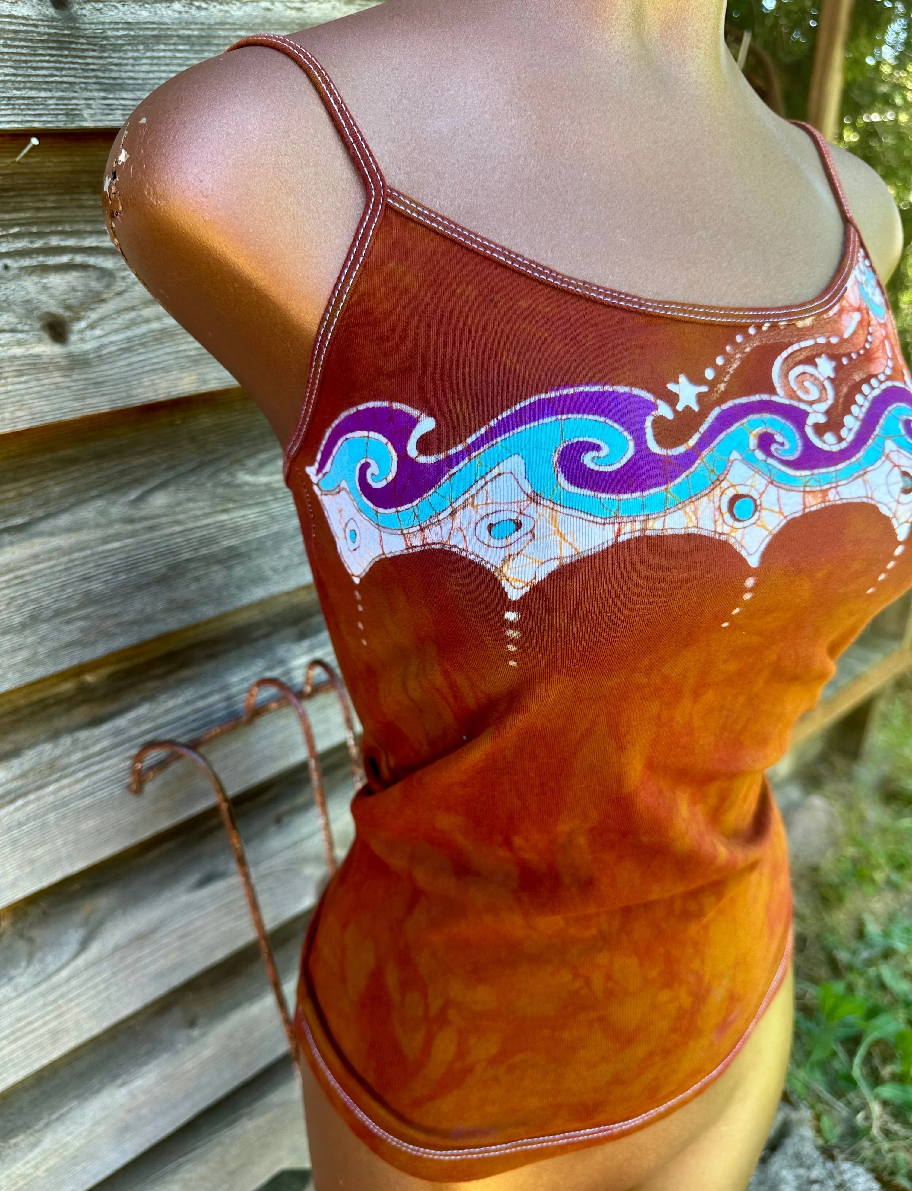 Found At Sea in Waves of Love Hand Painted Batik Tank Top