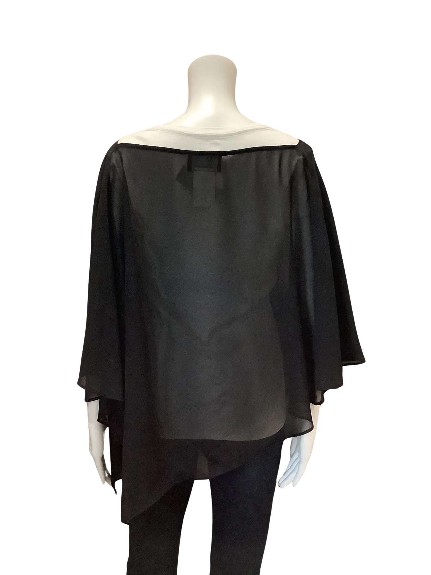 Frank Lyman Women's Cape Black Sheer Size: 16