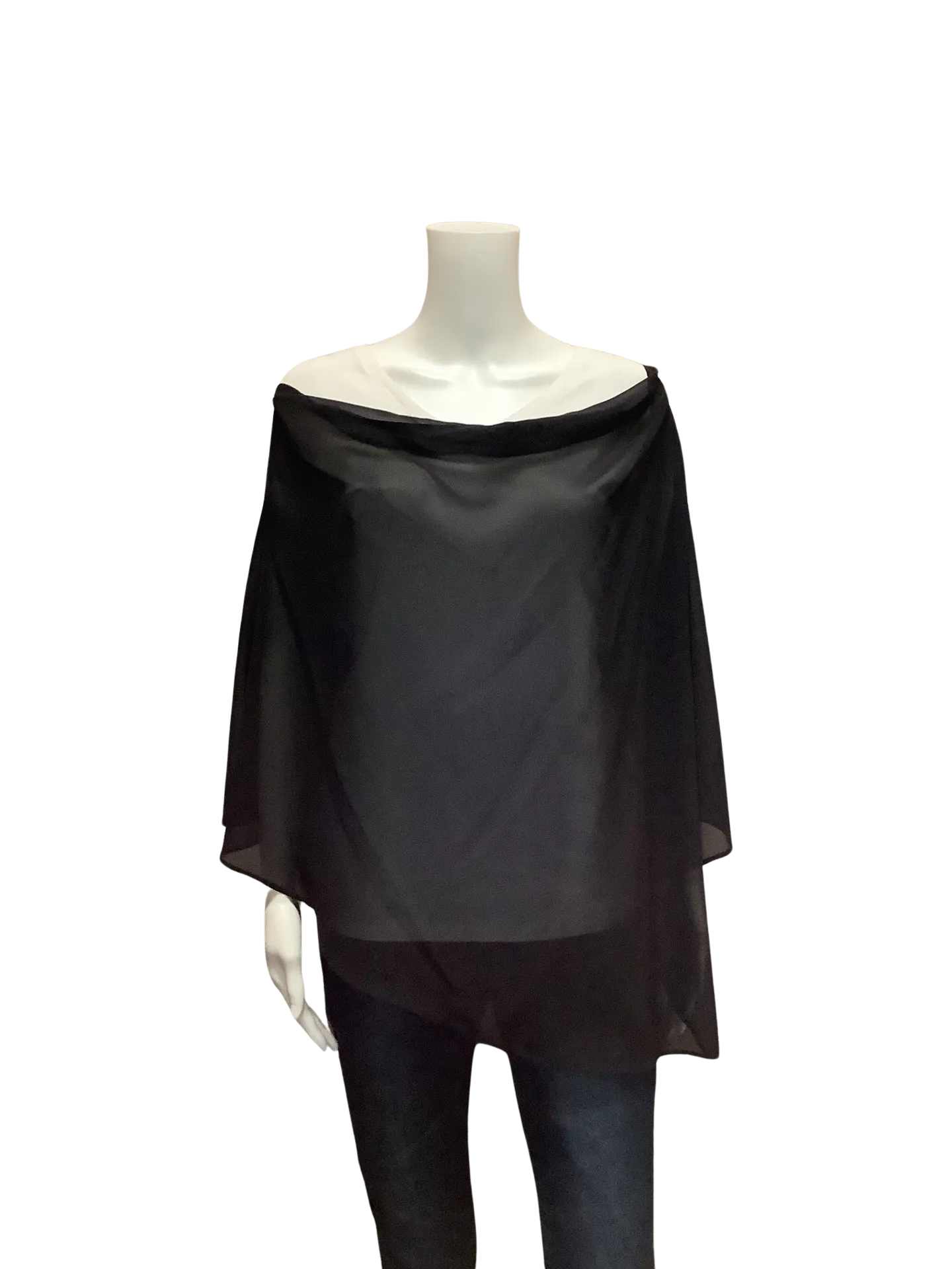 Frank Lyman Women's Cape Black Sheer Size: 16