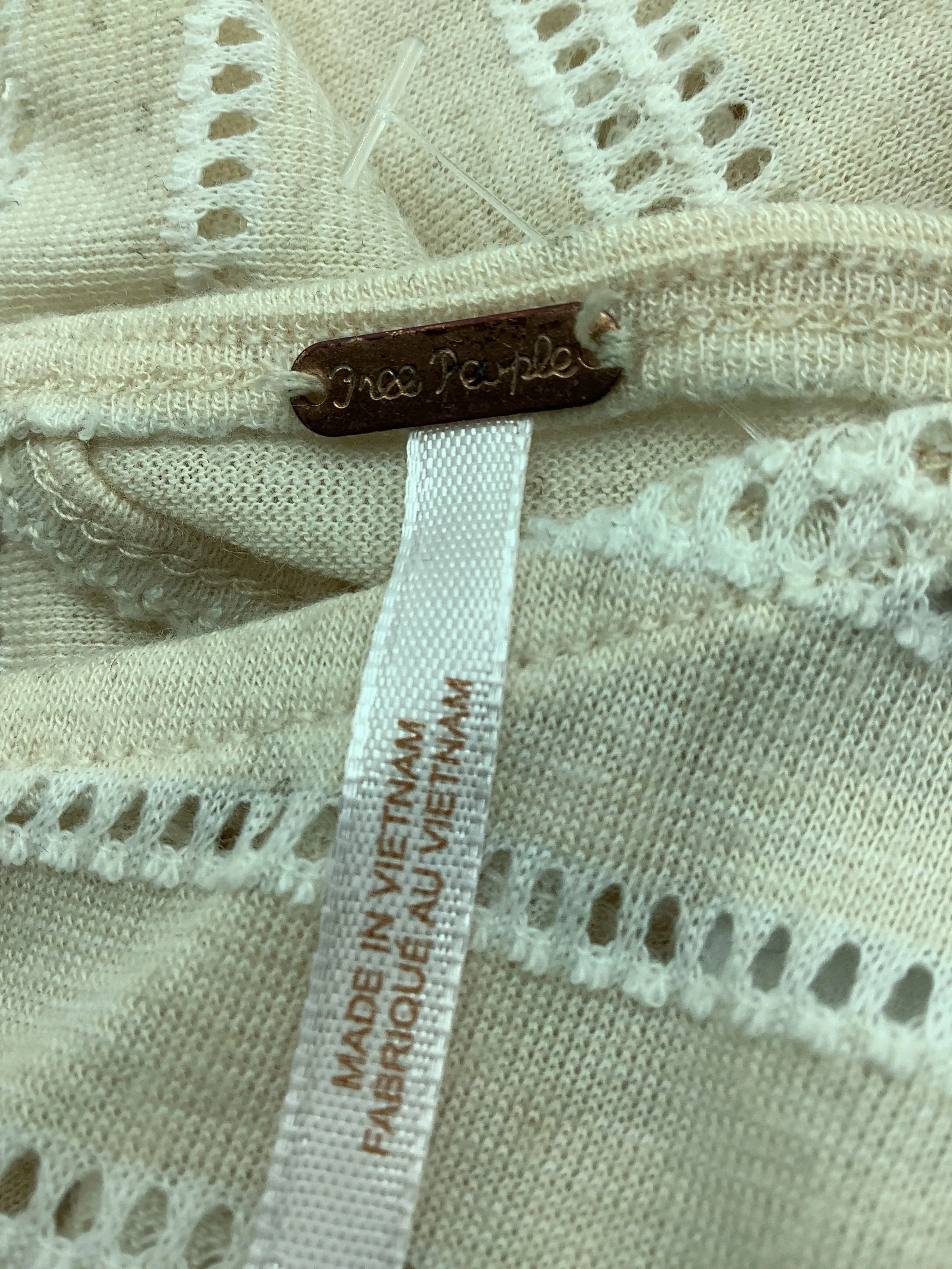 Free People Women's Top Tan Loose Fit Size: S