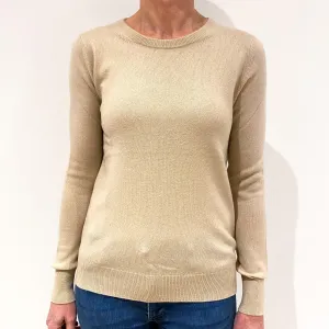 Fudge Beige Cashmere Crew Neck Jumper Small
